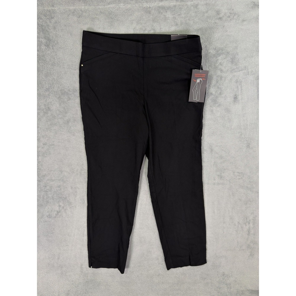 New Briggs Pants Womens 12 Black High Rise Straight Comfort Waistband‎ Slimming